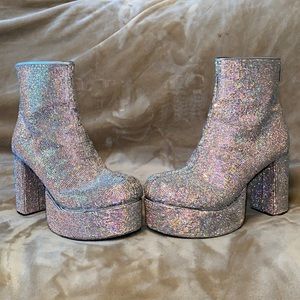 Dolls Kill Current Mood Limited Edition Rhinestoned Platform Ankle Boots